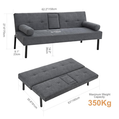 Panana Sofa Bed,Fabric Click Clack Sofa Bed, Convertible Futon Settee, Futon Recliner Lounge for Living Room, Spare Room, Bedroom