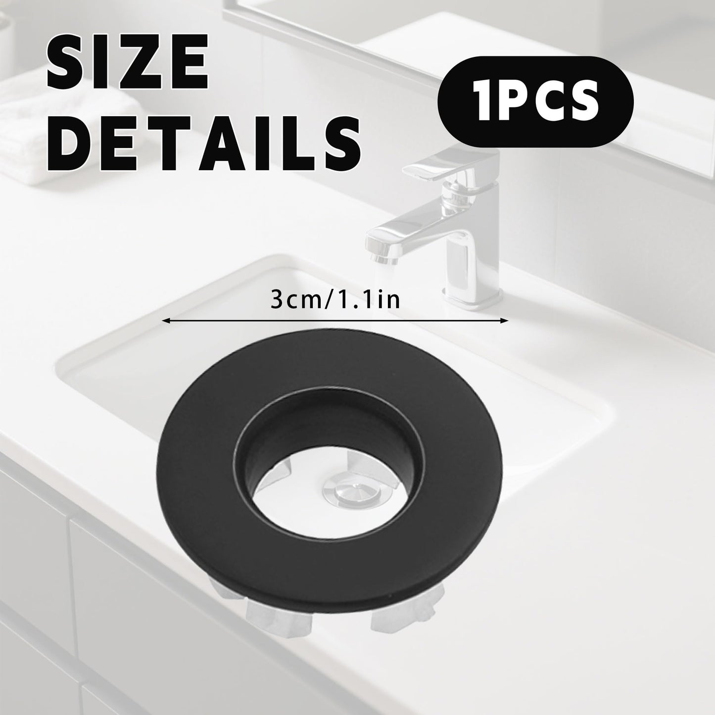 Black Brass Basin Bathroom Sink Overflow Cover