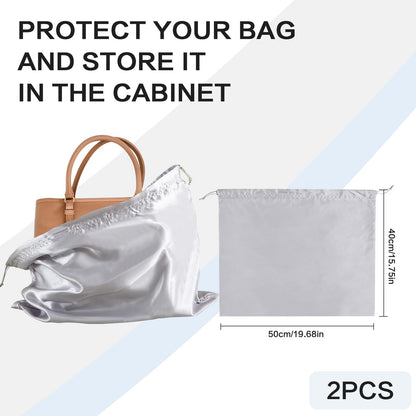 HBJSP Dust Bags for Handbags, Silk Dust Cover Storage Bags, 2PCS Silver