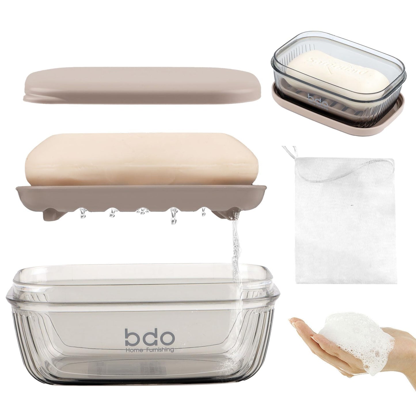 Soap Holder, Travel Soap Case, Portable Soap Box, Soap Case with Draining Grid, Soap Dish With Lid, Easy Cleaning Soap Tray for Bathroom, Gym, Camp