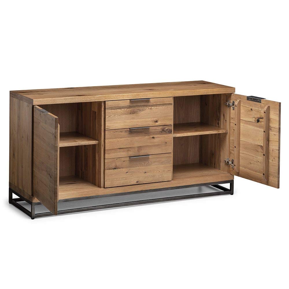 Julian Bowen Brooklyn Sideboard - Oak, Oak & Metal - H75 x W150 x D45cm