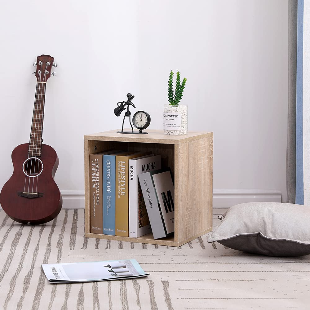 ETNIC ART Cube Furniture Storage Bookcase Shelf Oak 35 x 30 x 35 cm MDF Wood Shelf Office Design Entrance Living Room Cube Storage Cube Storage Cubes