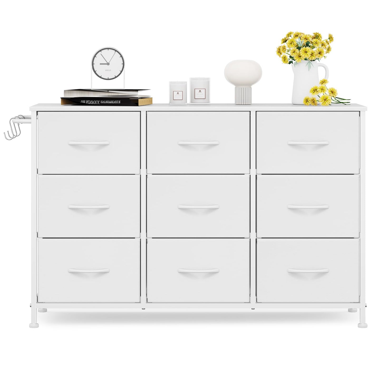 Modern Chest of Drawers 9-Drawer Storage Unit Bedroom White(100x30x65cm)