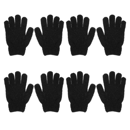 Healifty Exfoliating Gloves Black Shower Gloves Body Exfoliation Mitt Scrubbers Bath Gloves for SPA Home Bathroom Hotel 4 Pairs (Black)