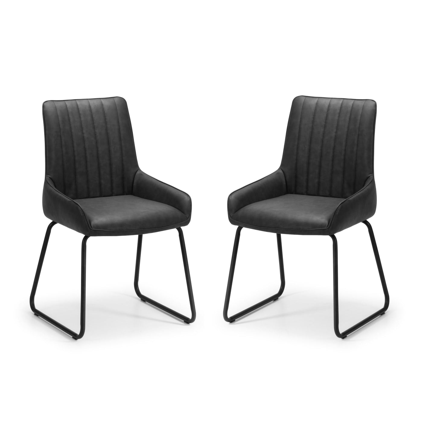 Julian Bowen Soho Dining Chairs, Set of 2, Faux Leather, Black - H86xW50cm