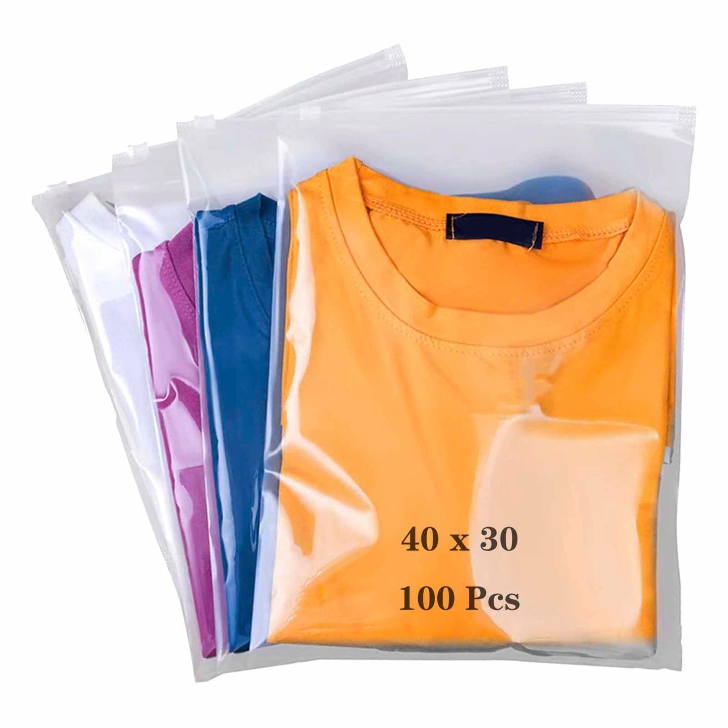 QISF 100 Pcs 40x30cm Reusable Ziplock Bags for Clothes，Large Plastic Hospital Bags，Travel Clothes Storage Bags，Clear Seal Bags Waterproof Luggage