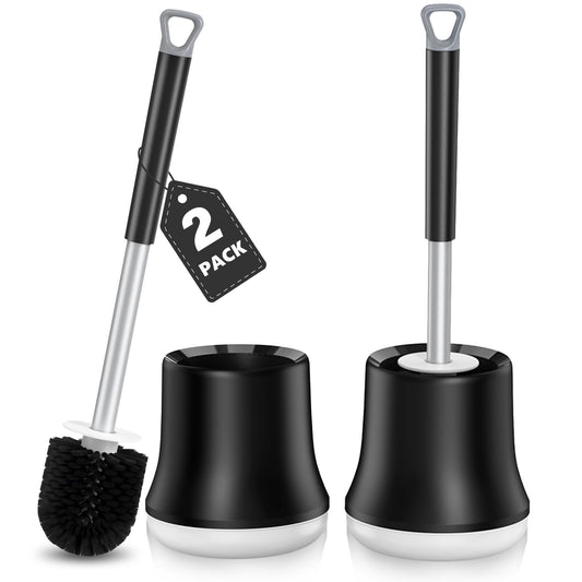 2 PACK Enspoway Toilet Brushes & Holders for Bathroom, Deep Cleaner Toilet Bowl Brush with Quick Drying Holder Soft Flexible Bristles, Toilet Cleaning