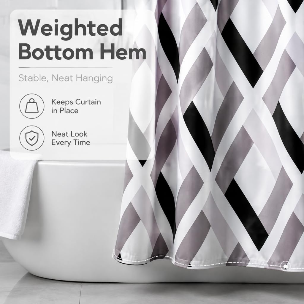 Lkw Ogechi Waterproof Shower Curtain for Bathroom, Mildew Proof Resistant Polyester Fabric Bathtub Curtain