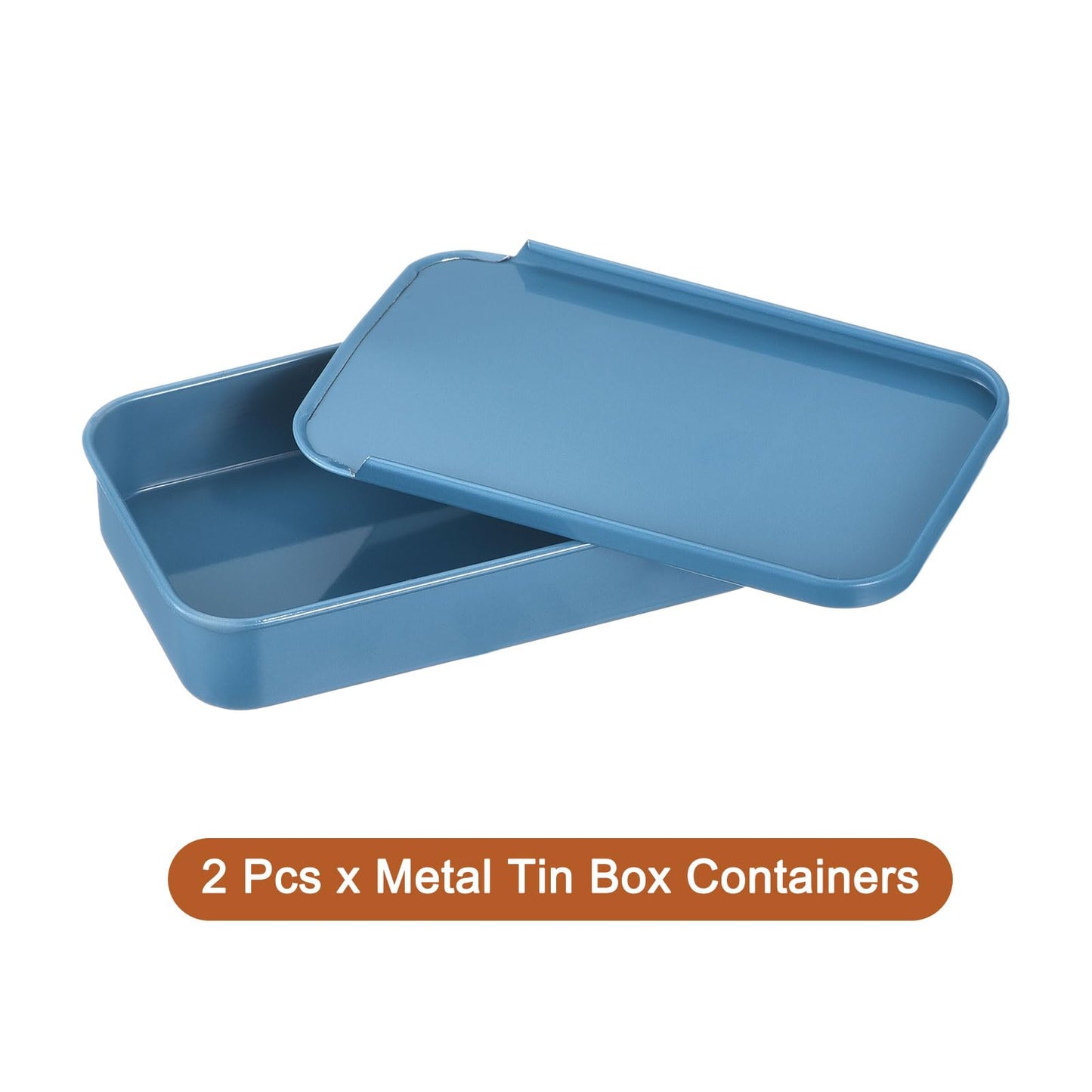 sourcing map 2 Pcs Metal Tin Box Container, 3.1x2x0.6 Inch Slide Top Tin Containers Empty Rectangular Storage Box Portable Mini Tin Case for Candy