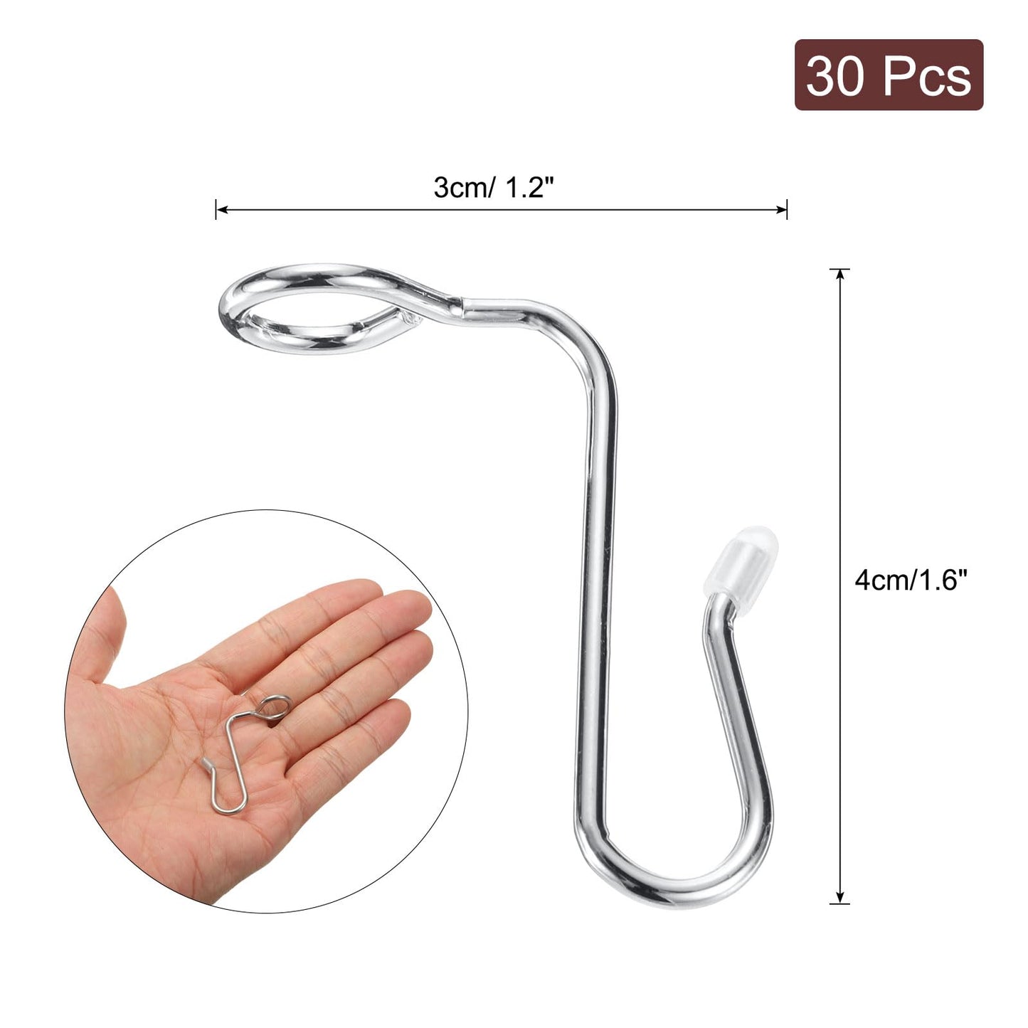 sourcing map 30 Pcs Clothes Hanger Connector Hooks, Metal Hanger Extender Hooks for Wooden Metal Clothes Hangers Silver Tone