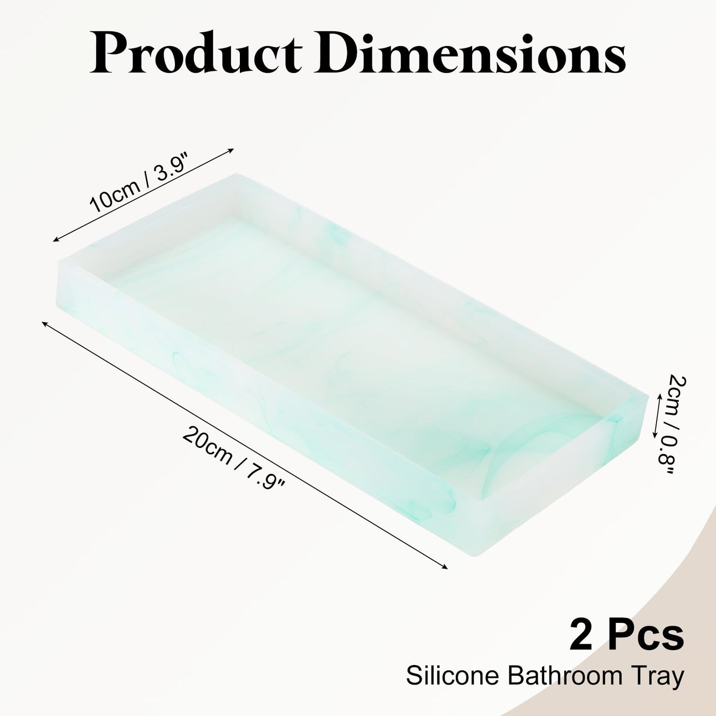 sourcing map 2Pcs Bathroom Vanity Tray, 7.9" x 3.9" Silicone Soap Dispenser Trays, Shatterproof Kitchen Sink Organizer for Soaps Keys Candle Trinket