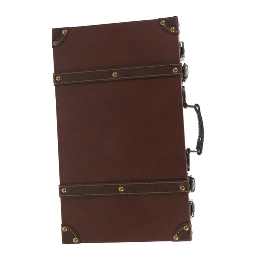 Vaguelly Vintage Style Leather Suitcase Decorative Storage Box for Photo Props and Clothing Store Display Retro Luggage Trunk with Comfortable Handle