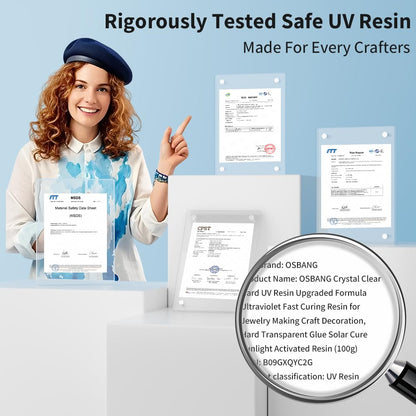 OSBANG Crystal Clear Hard UV Resin Upgraded Formula Ultraviolet Fast Curing Resin for Jewelry Making Craft Decoration, Hard Transparent Glue Solar