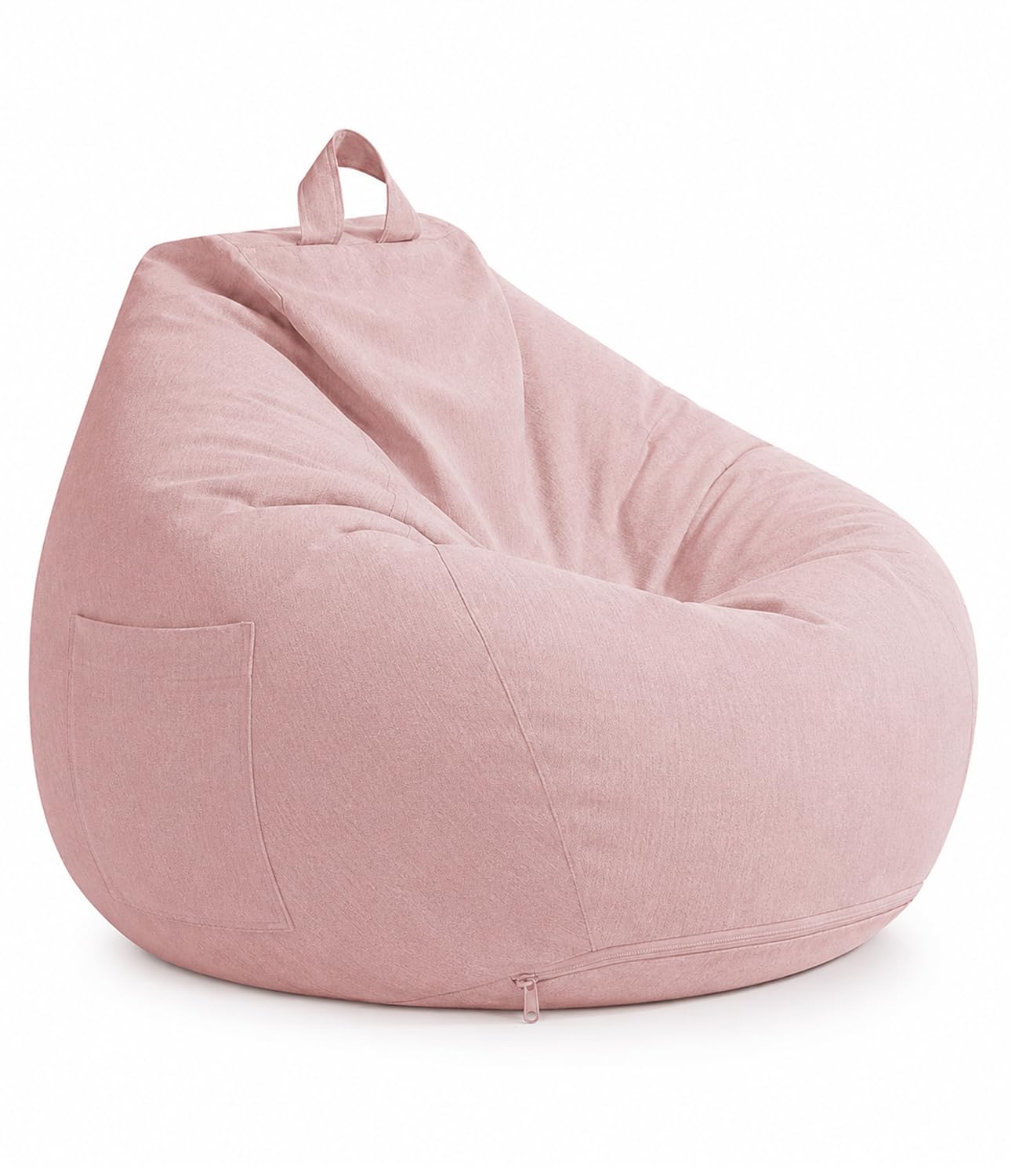 Highdi Bean Bag Without Fillings - Cotton Linen Durable & Comfortable, Pink Storage Bean Bag Chair for Living Room/Gaming Room