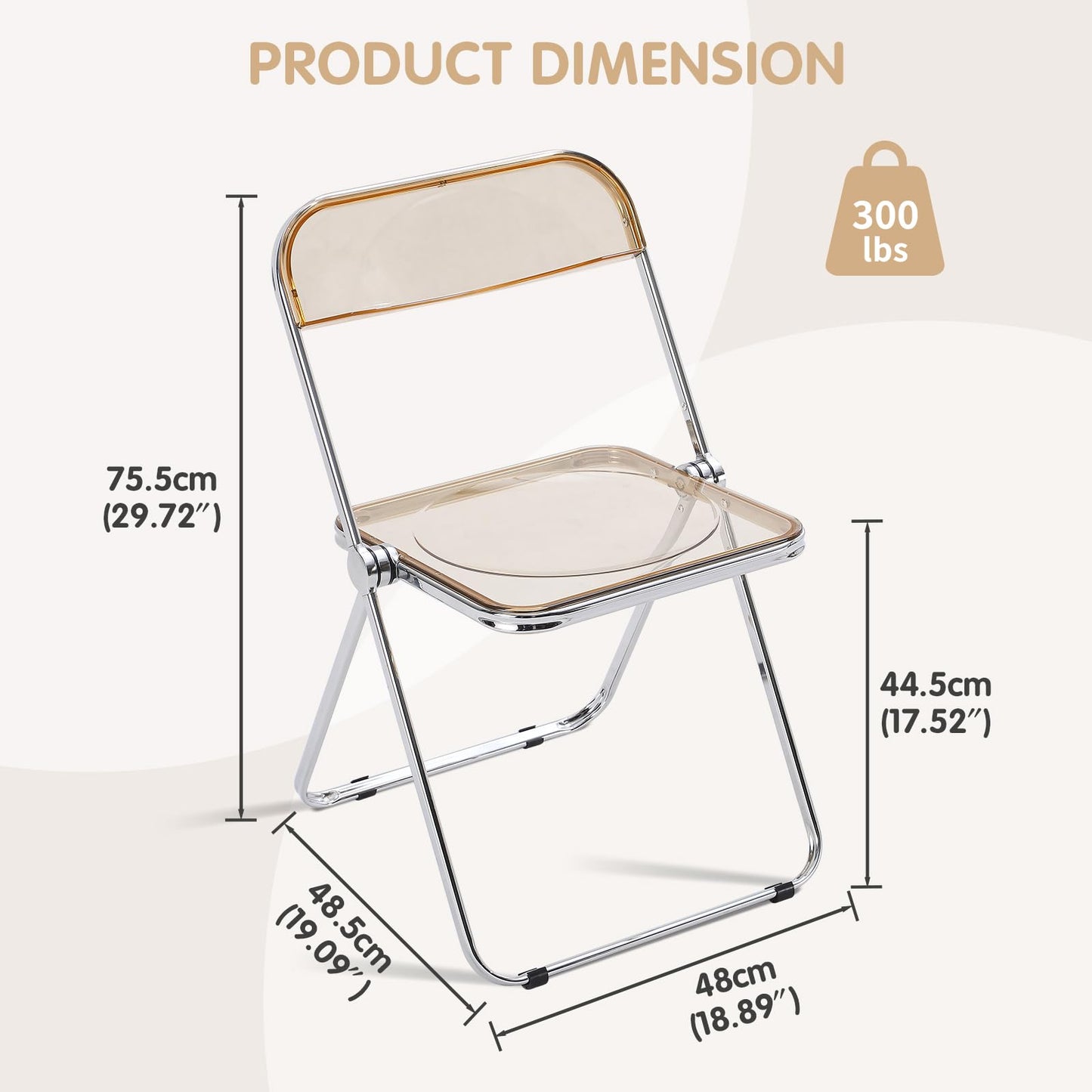TAO ONE Acrylic Folding Chair Clear Morden Chrome Chair-Yellow