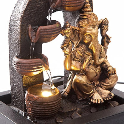 Ganesha with Water Cups Indoor Water Fountain with LED Light | Size 21*17.5*25 Cm | USB adaptor Included