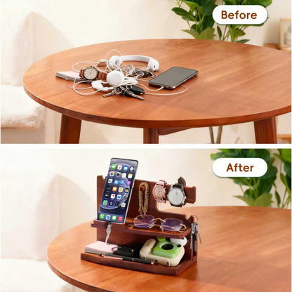 ELEVAT Gifts for Men Christmas Wood Phone Docking Station Desk Organizer Fathers Gifts Anniversary Birthday Gifts for him Xmas Presents for husband