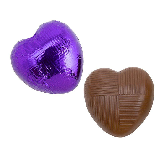 Italian Options Milk Chocolate Hearts, 1 KG approx 166 Pieces, Purple Foil