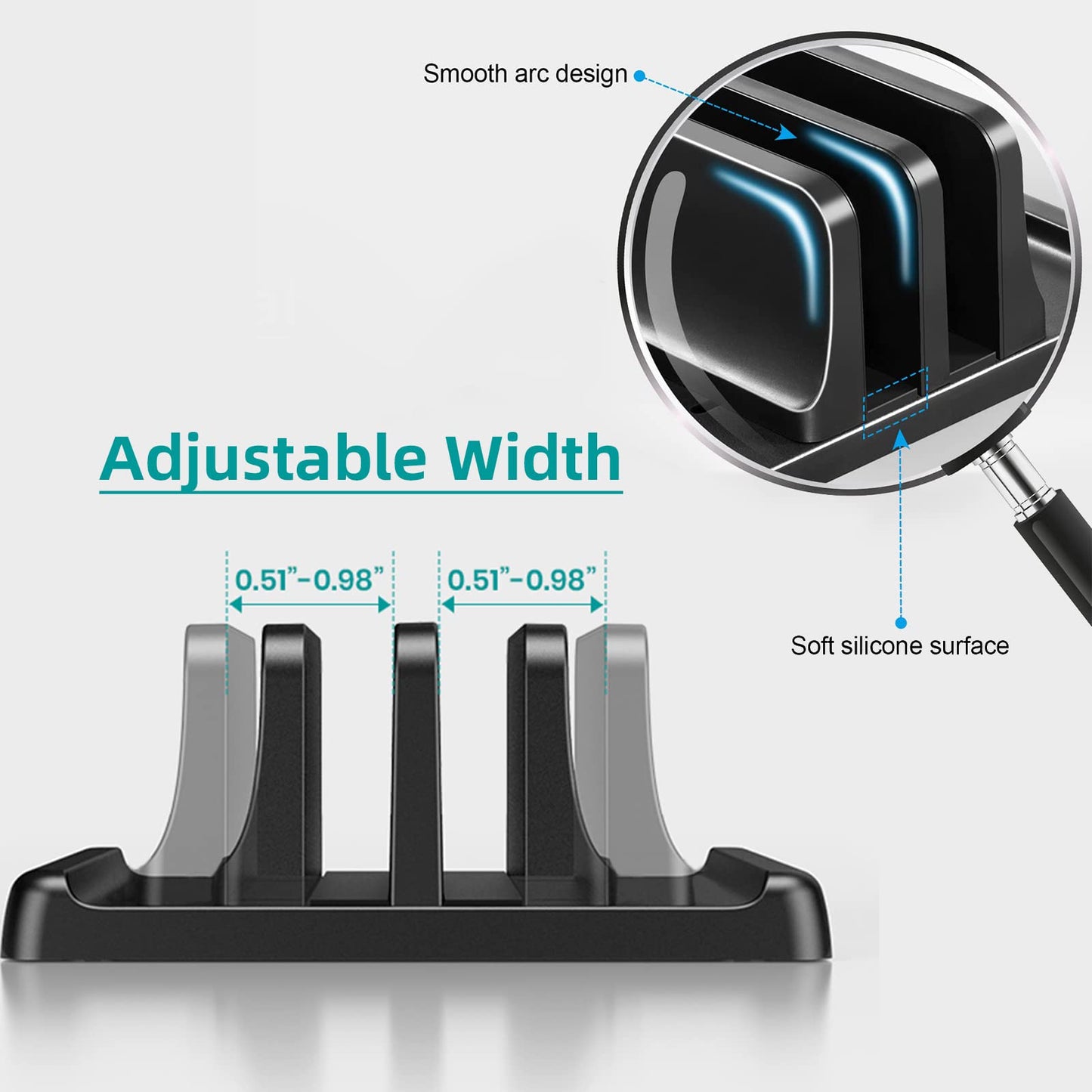 Saklifuo Vertical Laptop Stand 4 in 1 Adjustable Space-Saving Desktop Laptop Holder Sturdy ABS Portable Notebook Dock Compatible with All Notebooks