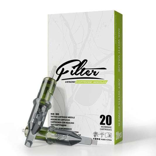 EZ Tattoo Cartridge Needles - 20Pcs #10 (7RM) Bugpin Curved/Round Magnum Disposable Tattoo Needles Cartridges for Tattoo Gun Machine - Venom