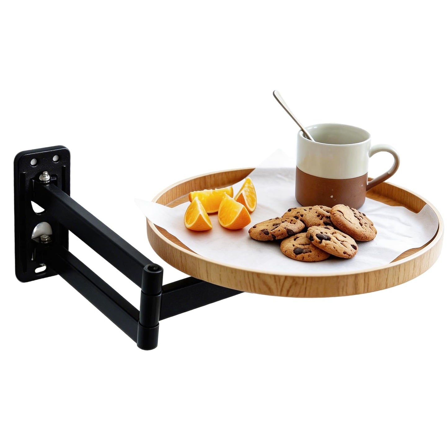 Ysislybin Wall Mounted Folding Table, Bedside Folding Coffee Table, 180° Rotating Floating Shelf Foldable Space-Saving Desk