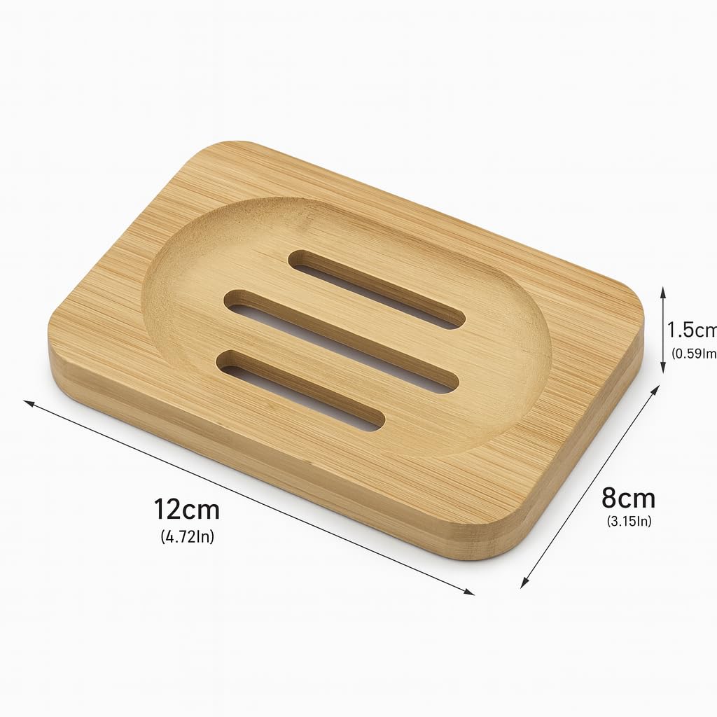 Bamboo Soap Dish, Wooden Soap Dispenser for Bathroom, Kitchen, Dining Room, Bedroom, Living Room, Bedside Table