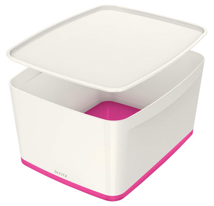Leitz 18 Litre Storage Box with Lid, waterproof ABS, Pink Metallic