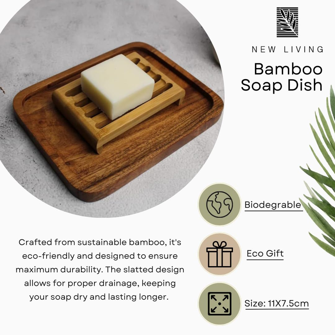 Bamboo Soap Dish | Bamboo Soap Tray | 11cm x 7.5 cm | Eco Product, Eco Friendly Gift (1)