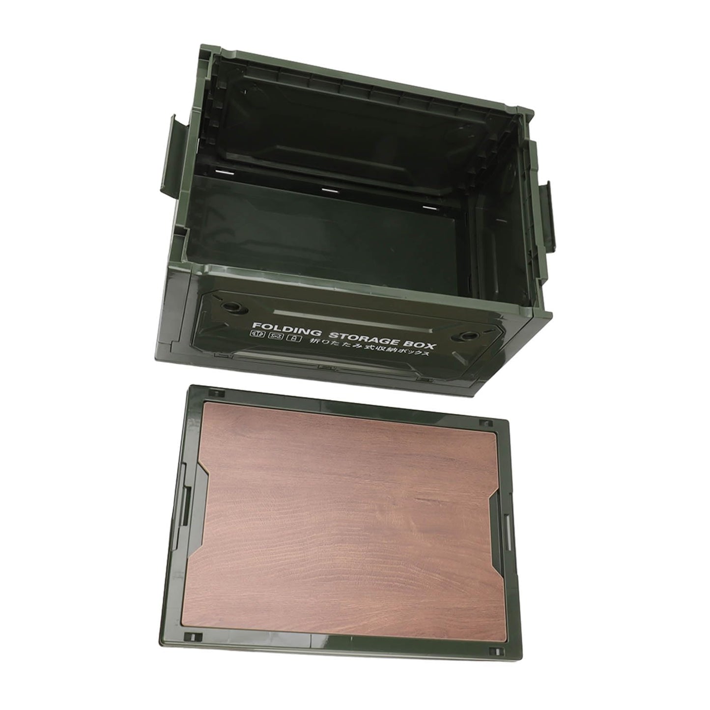 Jelquix Folding Camping Storage Box with Wooden Lid Strong Load Bearing for Car Camping Picnic
