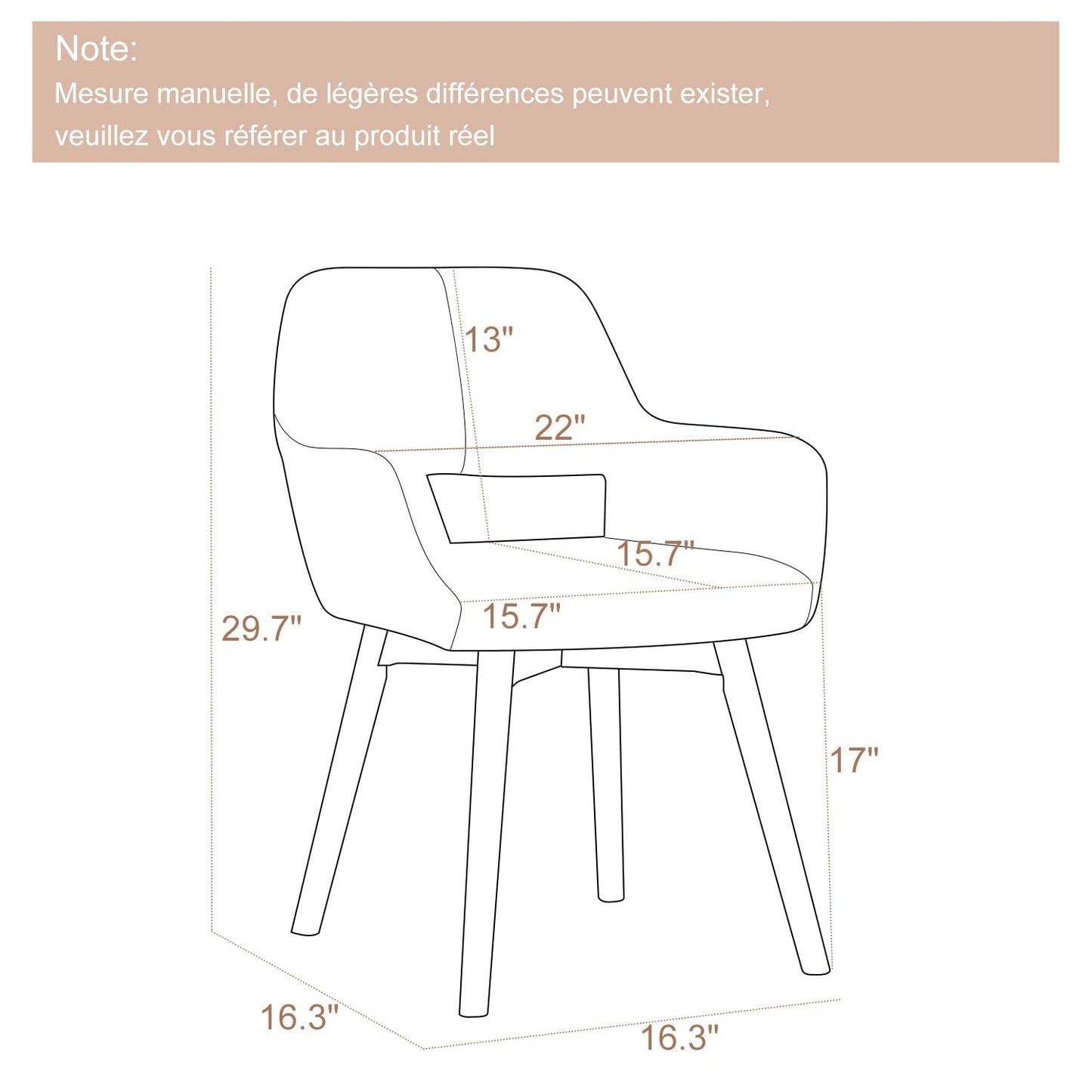 YEEFY Desk Chair No Wheels Vanity Chair Comfy Accent Chair for Living Dining Room Bedroom Home Office Mid Century Modern Upholstered Armchair with