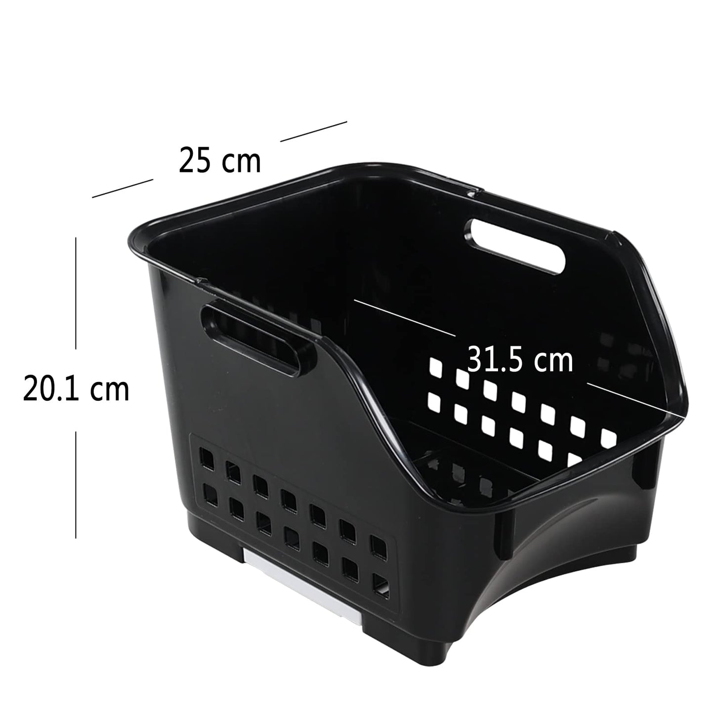 Morcte 3 Tier Stacking Baskets Storage Veg Rack Plastic Stackers, Black