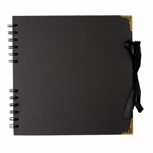 Hawksbill Black Scrapbook Photo Album 60 Pages ? 31cm x 31cm Black Scrap Book Spiral Bound Wedding Picture Album 180gsm Memory Book Ideal for Photos