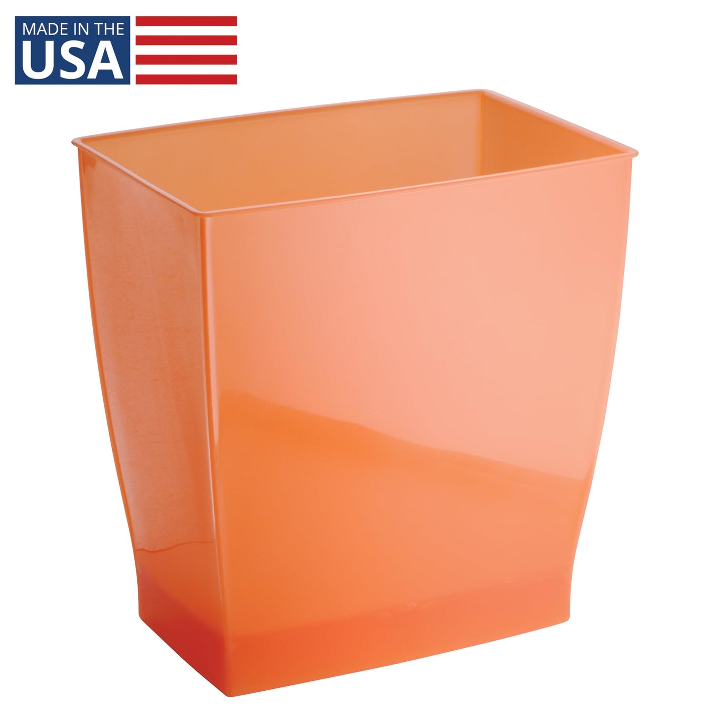 InterDesign Mono Wastebasket Trash Can for Bathroom, Kitchen, Office - Tango Orange