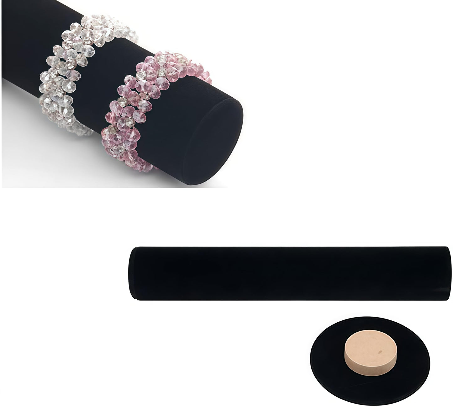 Loopunk Jewellery Stand, Tower for Jewellery, Bracelets, Hair Bands, Bangle Holder, T-Bar Shape (Black Velvet)