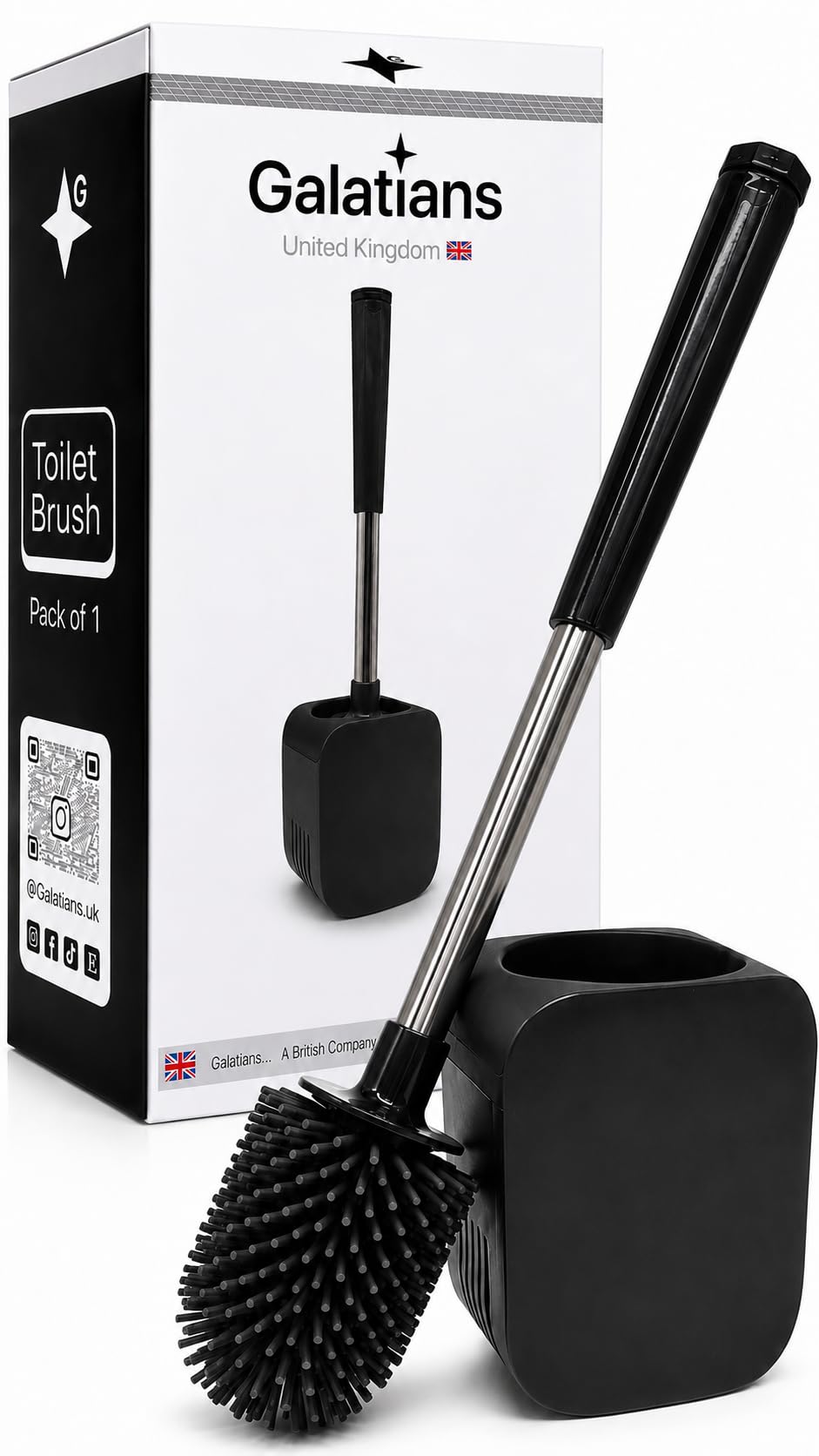 Silicone Toilet Brush and Holder Set | Loo Brush with Hidden Tweezers.
