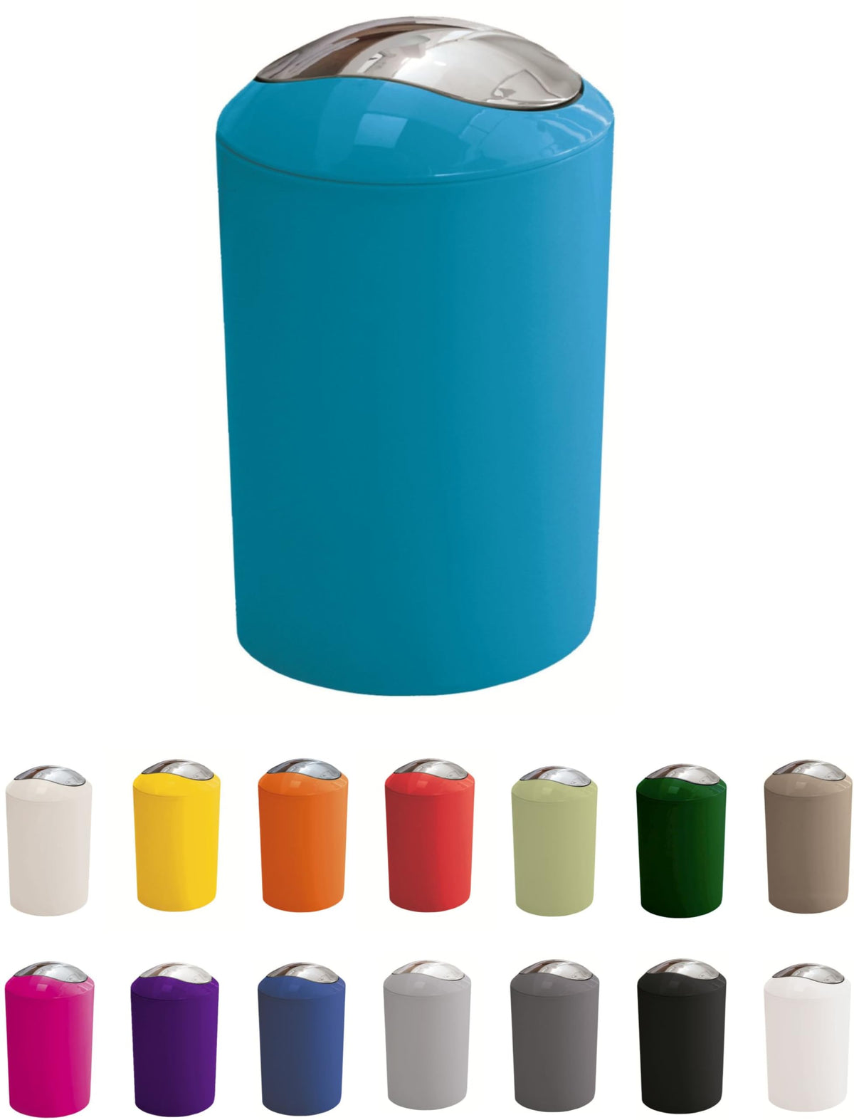 KW "Gleam 5Ltr Swing Bin - Compact Bathroom/Office/Bedroom/Waste Bin Turquoise