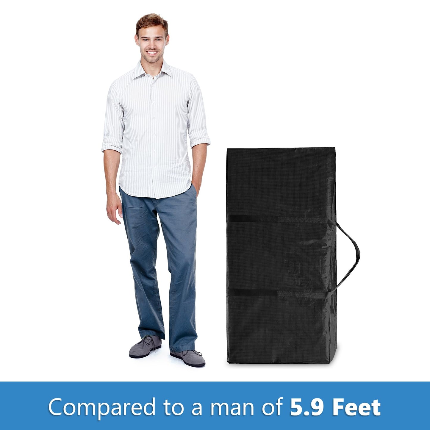 Elsjoy 2 Pack 250L/ 66Gallon Extra Large Moving Bags with Zippers & Handles, 45 x 16 x 22 Inch Black XXL Storage Bags Heavy Duty Over-Sized Storage