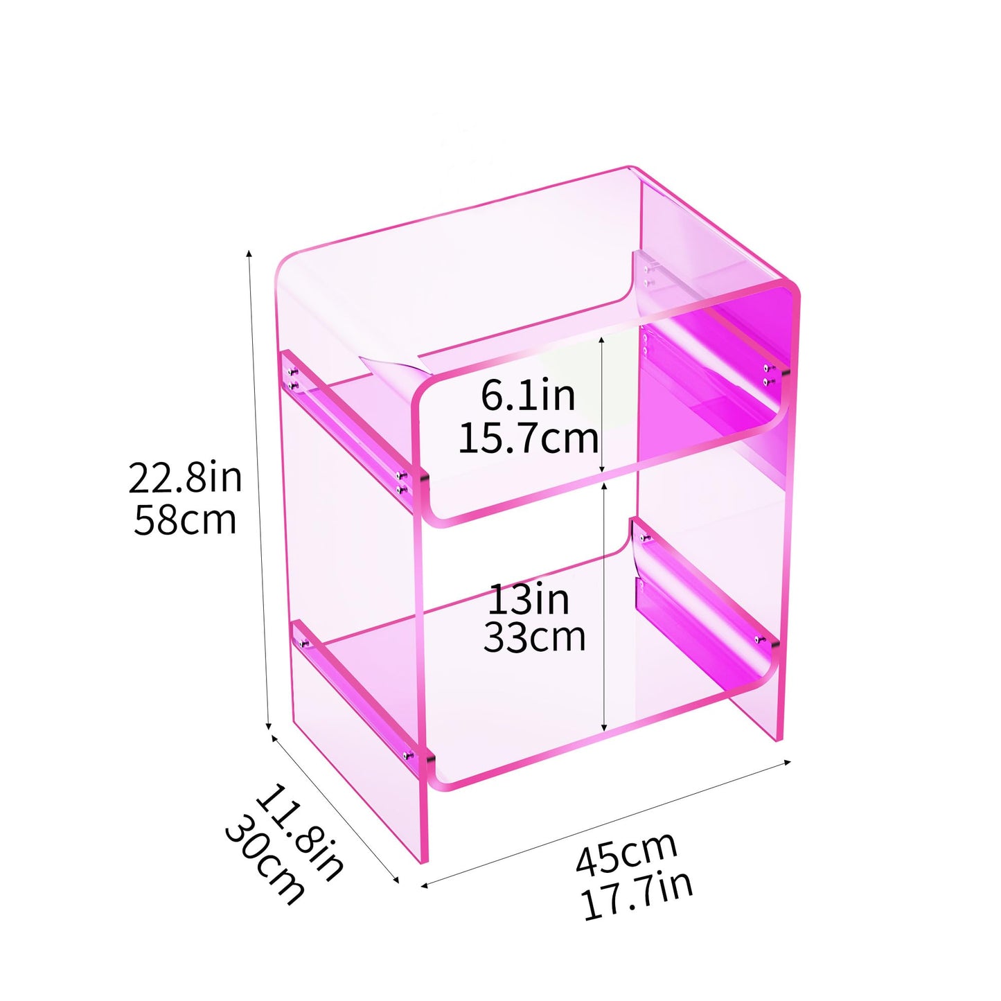 solaround Acrylic Side Table, 45 x 30 x 58 cm, Pink