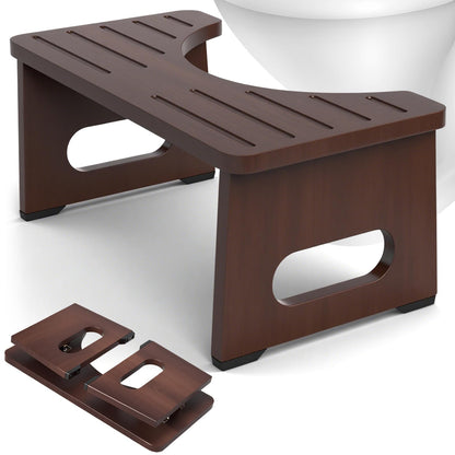 YOSE Wood Toilet Stool Squat Adult, Foldable Squatting Potty for Bathroom, Dual Anti-Slip Potty Step Stool for Pooping