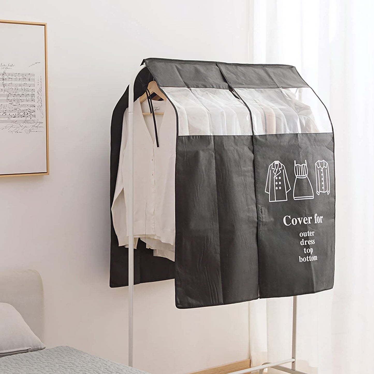 Exleco Cover for clothes rack, 120 x 120 cm, anti-dust cover, dust protection from moisture, coat stand, clothes protective cover, dustproof