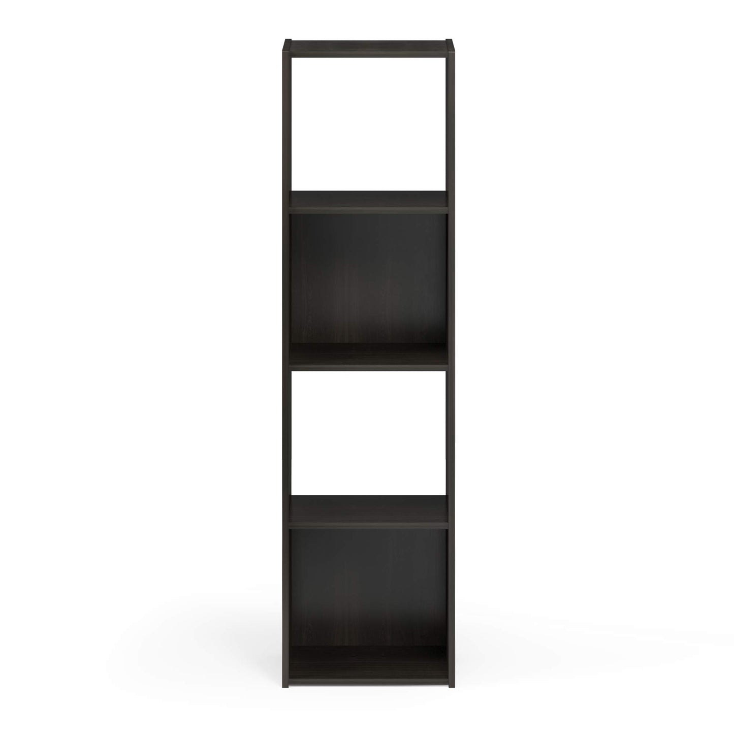 Furinno PELLI Book Shelf, 4x1 Bookshelf, Cube Storage Organizer Cabinet, 11.6 x 12.2 x 47.7, for Living Room, Bedroom, Home Office, Espresso