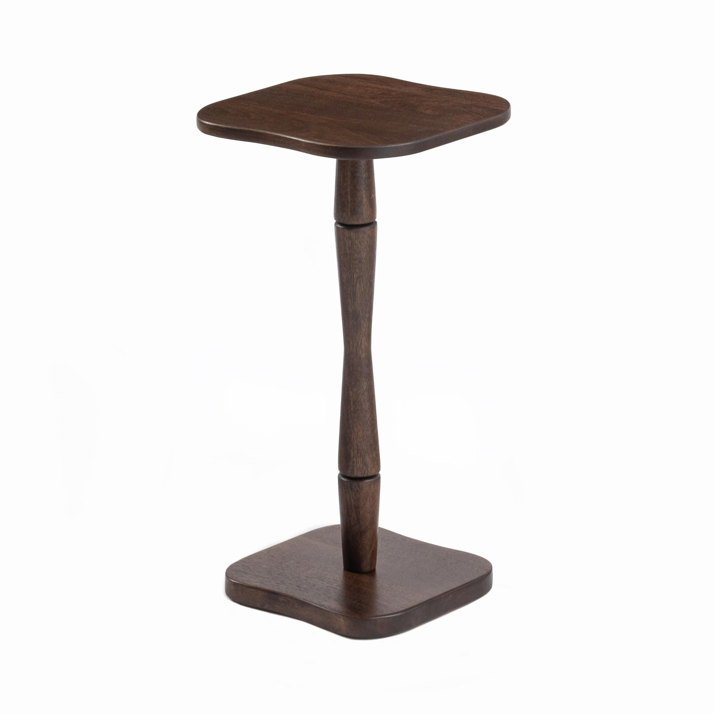 MH London Destiny Square Side End Table - 56cm Tall Solid Mango Wood Accent Table - Handmade Dark Espresso Nightstand for Living Room