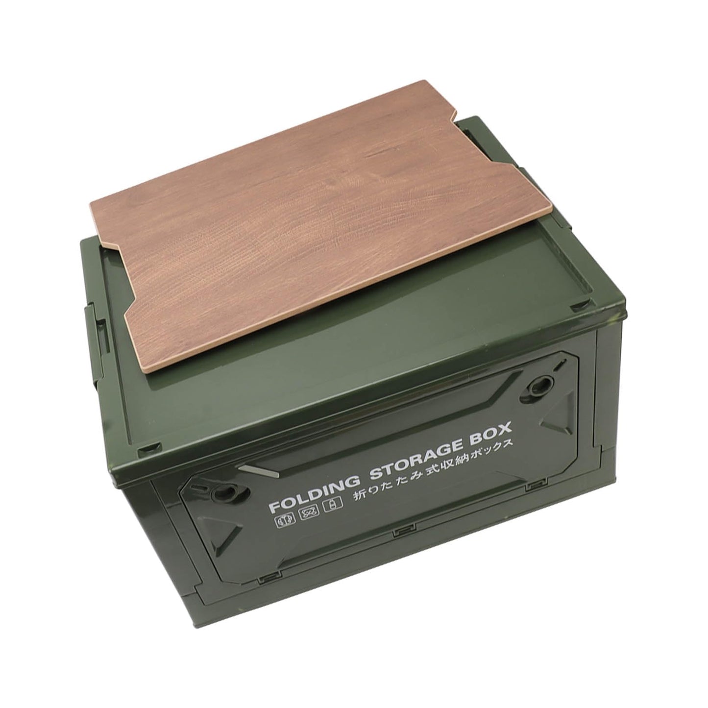 Jelquix Folding Camping Storage Box with Wooden Lid Strong Load Bearing for Car Camping Picnic