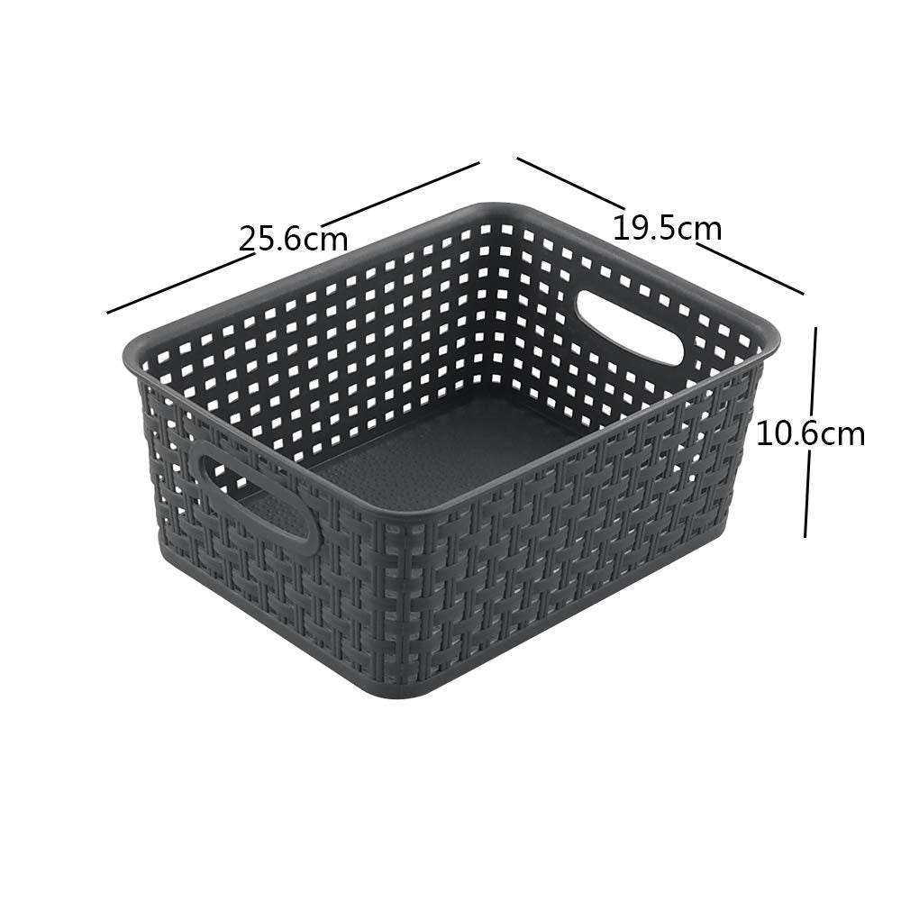 Leendines Grey Plastic Weave Basket, 6 Packs Storage Baskets for Kitchen