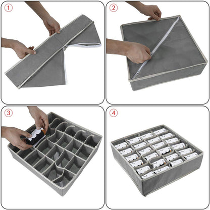 Yorgewd 2 Pack Drawer Organisers Foldable Drawer Dividers Storage Box