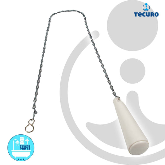 tecuro Toilet pull with patent chain 94 cm, plastic handle in white.