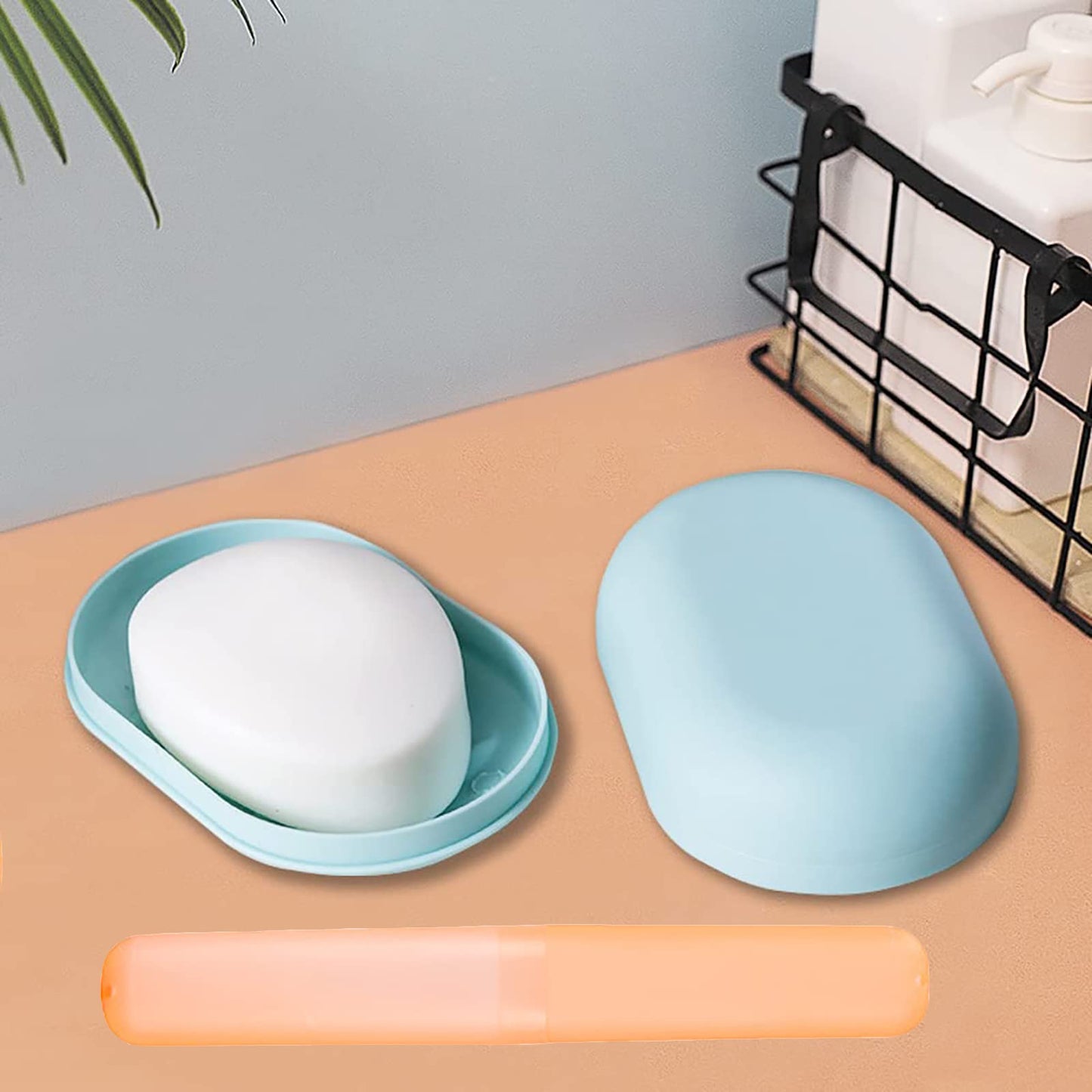 HREDZEO Travel Soap Case Toothbrush Case Set,4 Pcs Soap Dish with Lid Toothbrush Cup Cases Travel Soap Box Toothbrush Cover for Home Travel Camping