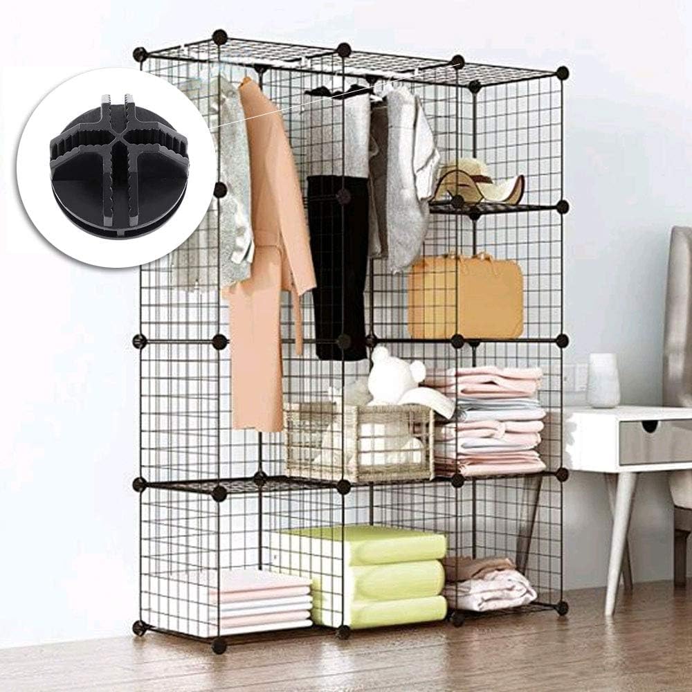 Luabue 40Pcs Wire Cube Connectors Black Plastic Grid Cube Modular Storage Cube Connectors C&C Grid Connectors Interlocking Connector for Modular