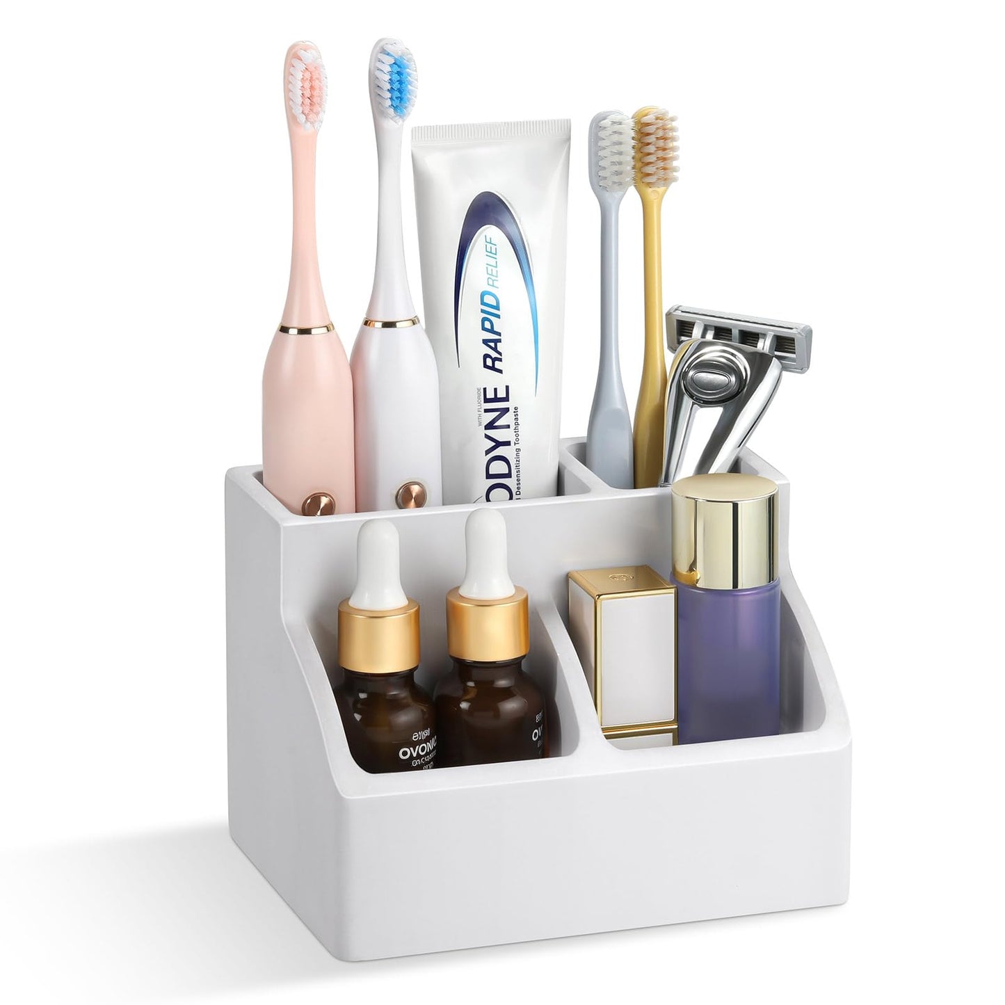 Luxspire Diatomite Toothbrush Holder, 4 Slots, Light Gray