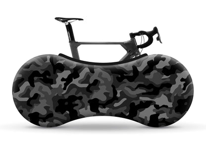 Velo Sock Bicycle Indoor Cover for Storage and Transportation, Stretchy Dirt Proof Fabric, Bike Travel Protection Cover Camo Black